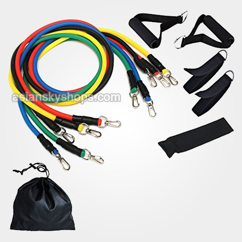 Exercise Resistance Band Set (5 Colored Tube Bands)