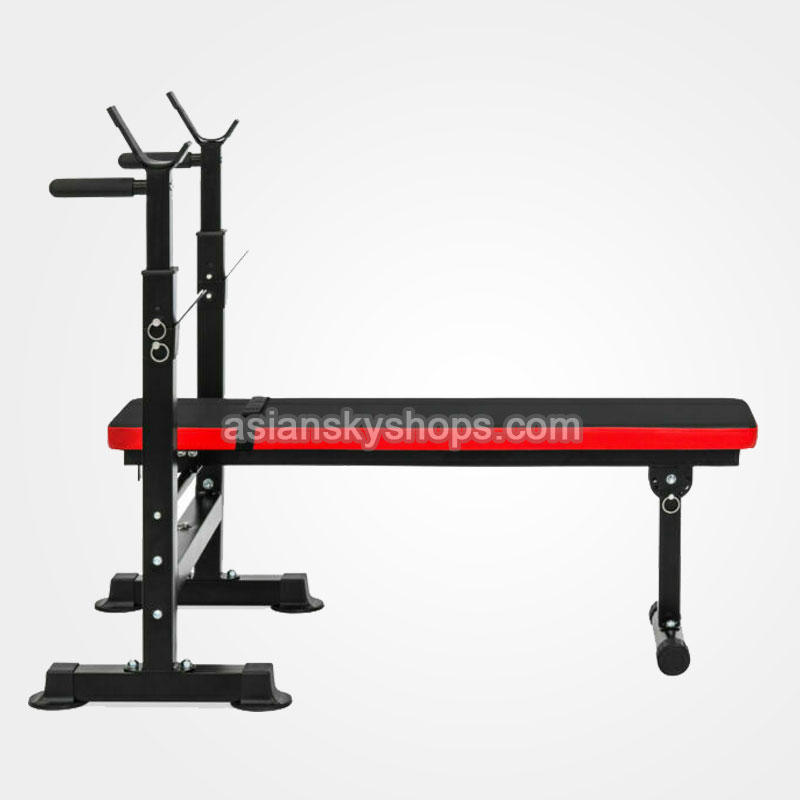 Adjustable Weight Bench With Racks (Black and Red)