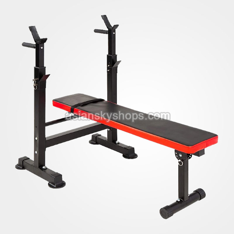 Adjustable Weight Bench With Racks (Black and Red)